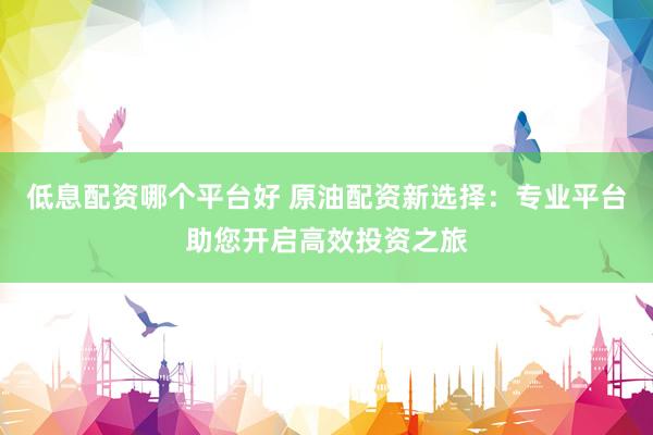 低息配资哪个平台好 原油配资新选择：专业平台助您开启高效投资之旅
